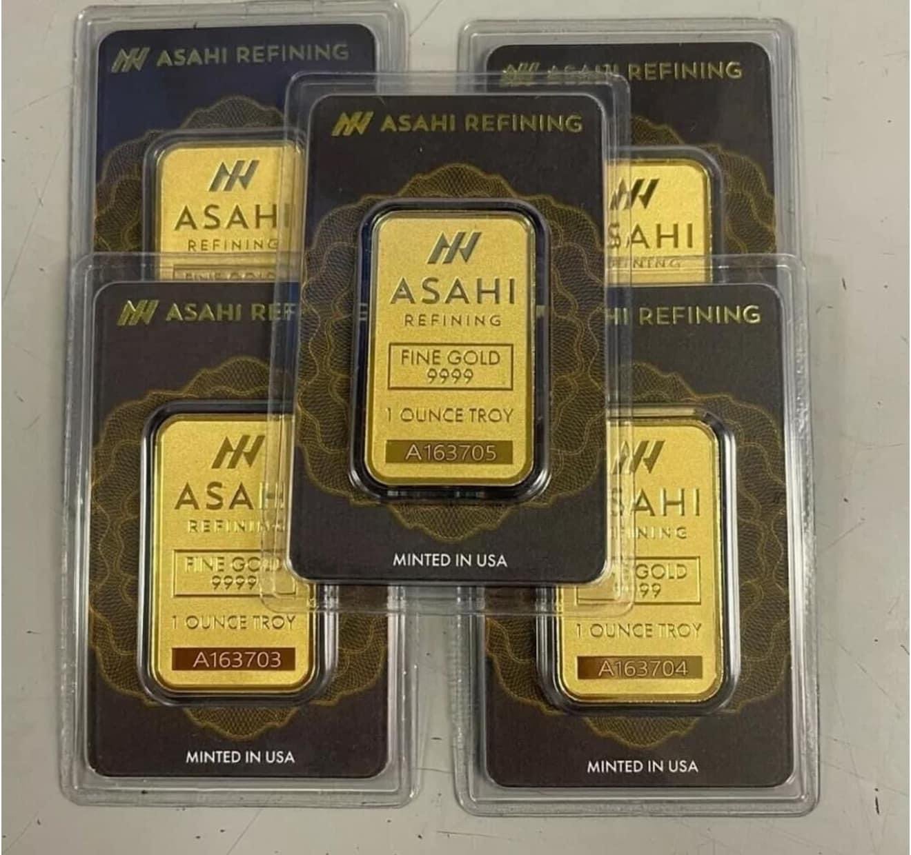 Asahi Refining 1 oz Gold Bars of .9999 Sealed