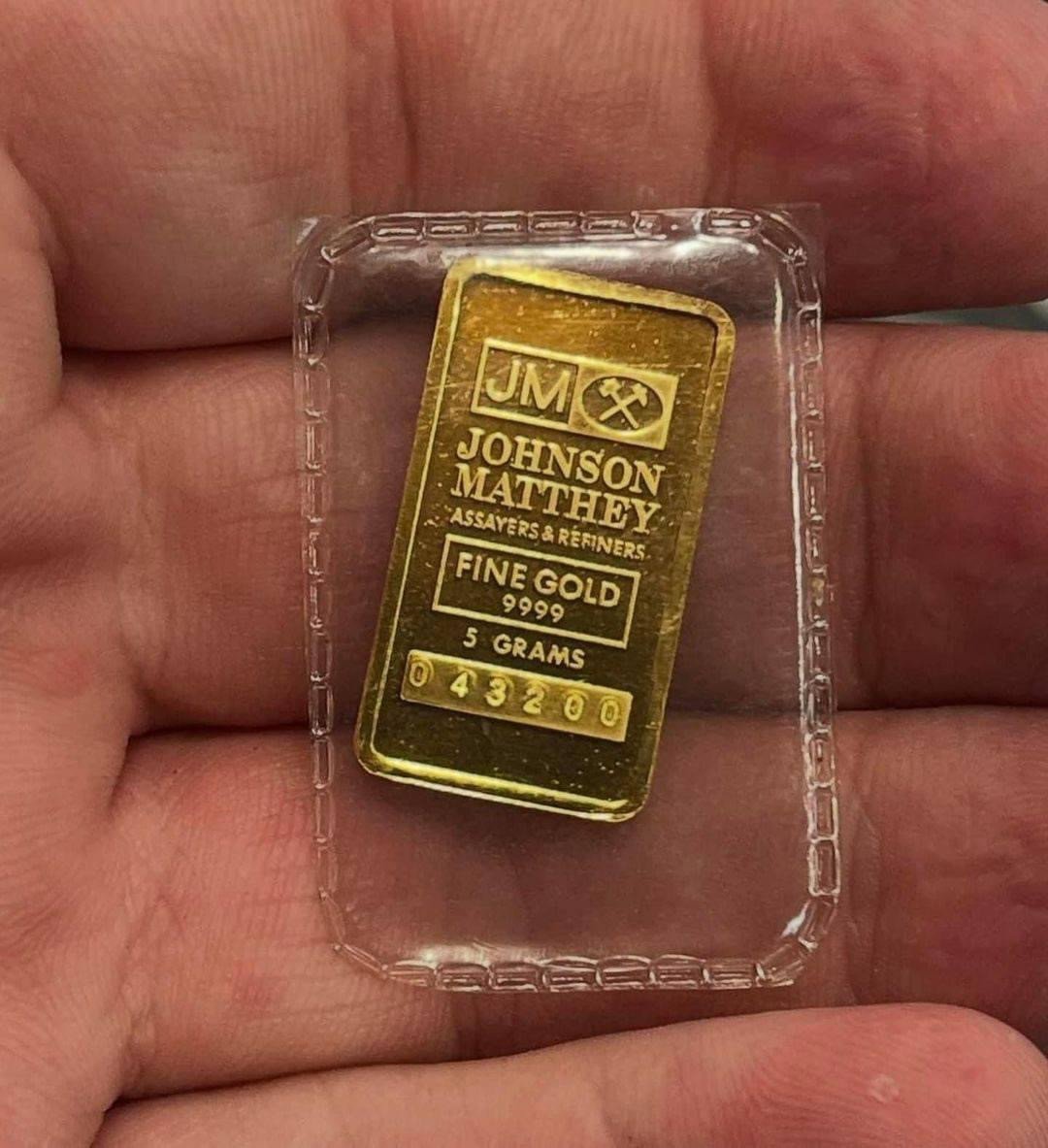 5 g Gold Johnson Matthey Bar 9999 With the 5gram