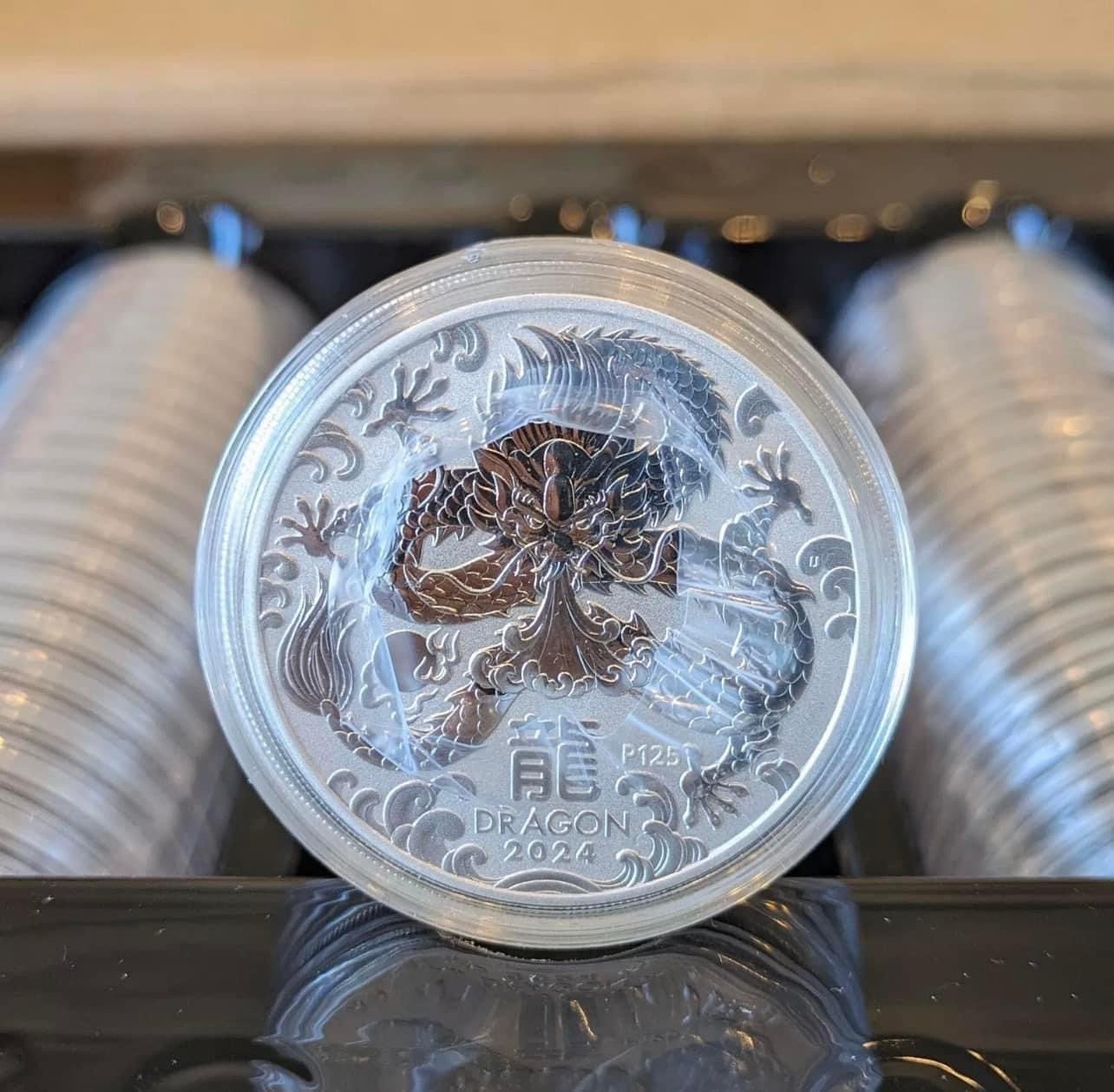 GEM BU 2024 AUSTRALIA 1 OZ OUNCE SILVER LUNAR YEAR OF THE DRAGON - SERIES III