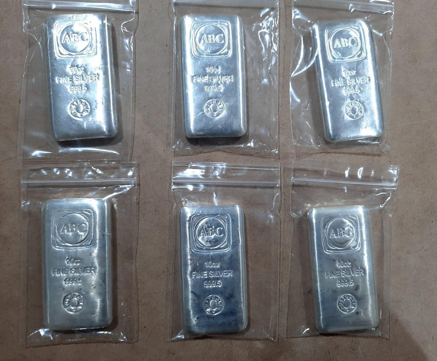 10oz ABX 999.5 fine silver bars